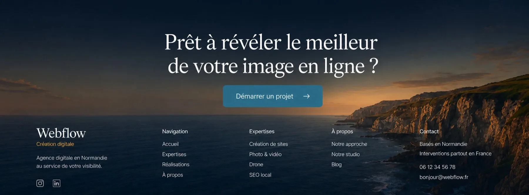 Côte normande au crépuscule