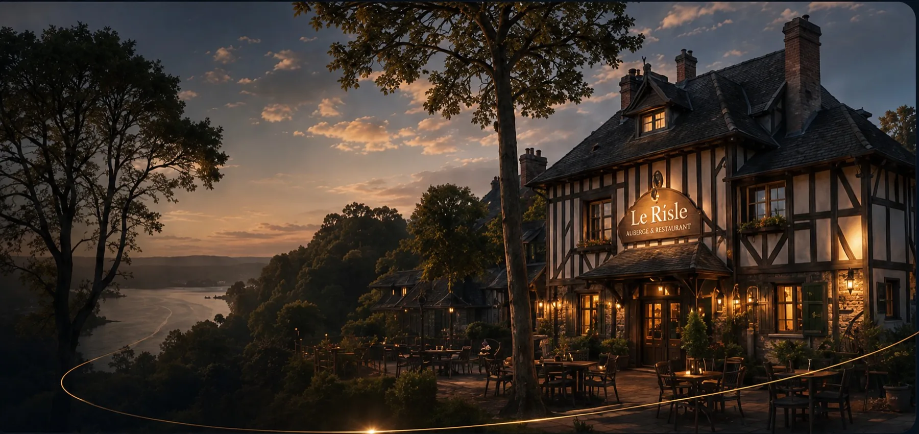 Le Risle — hôtel & restaurant à colombages au coucher du soleil, au cœur de la vallée de la Risle