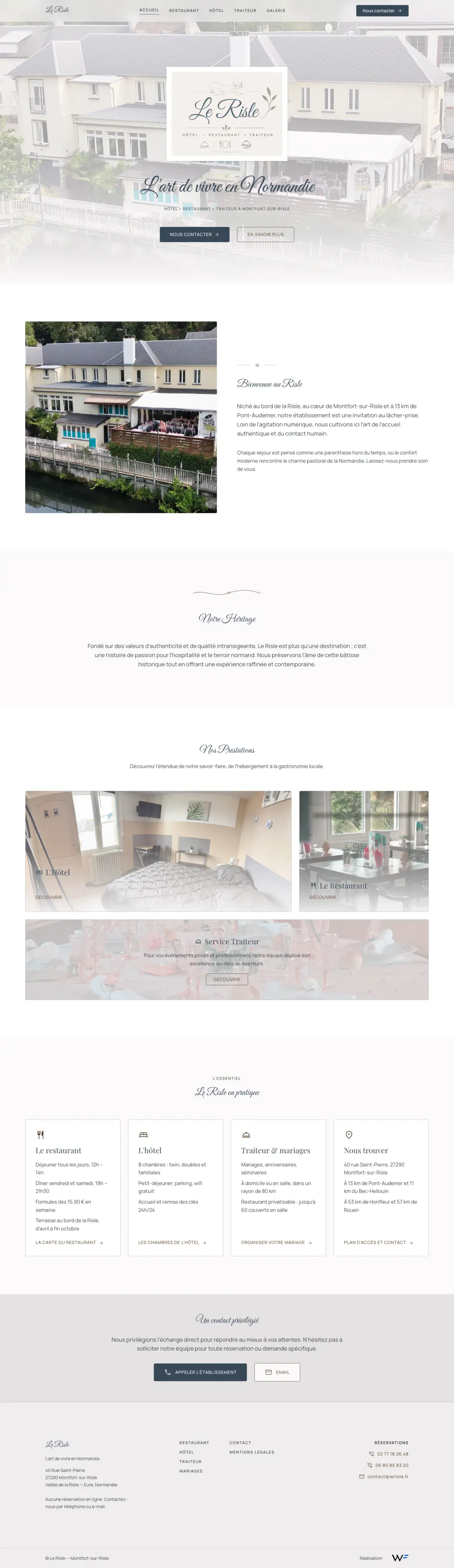 Page d’accueil complète du site lerisle.fr